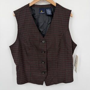 NWT Vtg 90’s LizSport Tweed All About It Plaid V-Neck Button-Up Vest